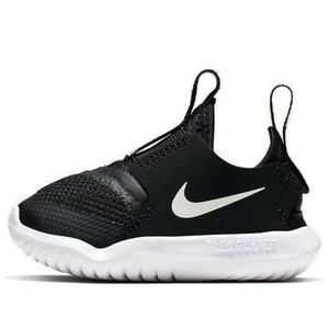 Nike Flex Runner Infant Sneakers Black White Slip On Baby Shoes Size 2C
